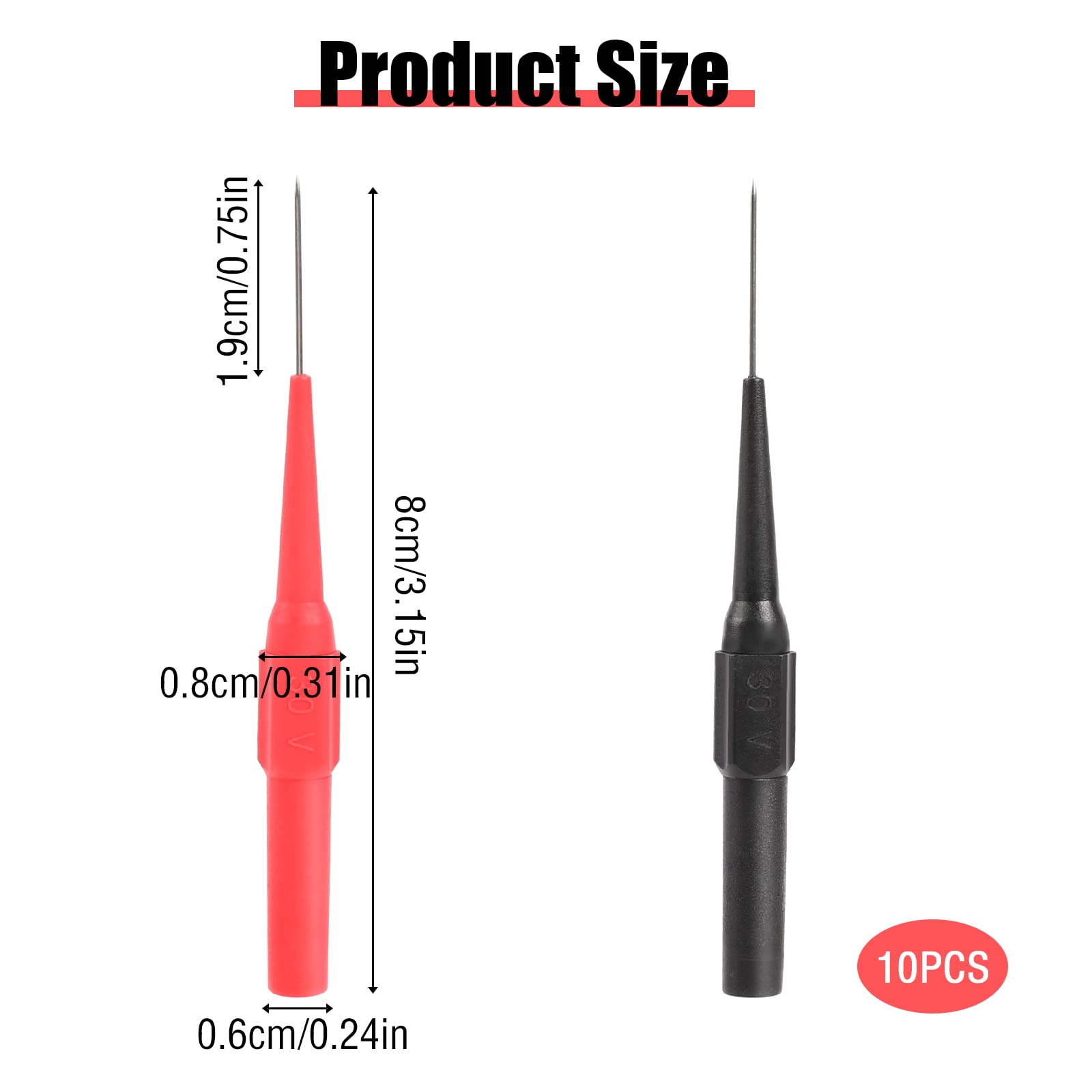 10 sztuk sonda testowej multimetru, 0,7 mm, igła, końcówka kontrolna, wtyczka bananowa, multimetr, przewód pomiarowy, piercing izolacyjny, próbka