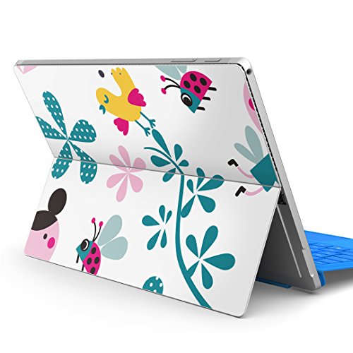 igsticker Surface pro7 (2019) pro6 pro2017 pro4 専用 スキンシール サーフェス ノートブック ノートパソコン カバー ケース フィルム ステッカー アクセサリー 保護 004461 ラブリー 花 鳥 キャラク