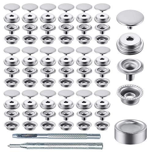 NACTECH200pcs 15mm Metal Snap Buttons Leather Snap Fasteners Press Studs for Leather Sewing Canvas Boat Cover Fabric