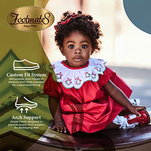 FOOTMATES Harper Mary Jane T-Strap Girls Flat Leather Walking Shoes with Custom-Fit Insoles, Slip-Resistant Non-Marking Outsoles - for Toddlers and Little Kids, Ages 1-82