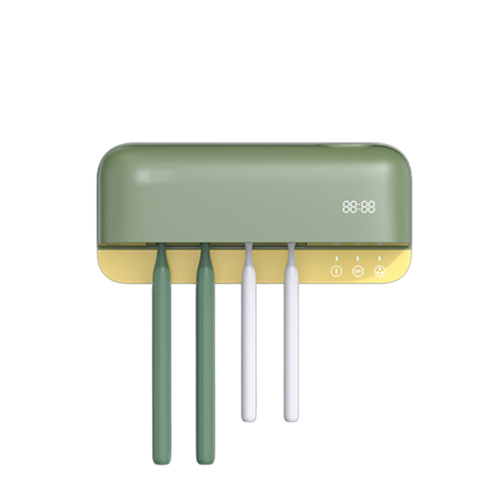 Soportes de cepillo de dientes montados en la pared para baño, esterilización Uv de secado inteligente, estante de almacenamiento sin perforaciones, soporte para cepillo de dientes,Green