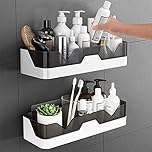SHBaizoy 2Pcs Shower Caddies,Shower Baskets No Drilling,Bathroom Shelves for Bathroom/Kitchen (Plastic)