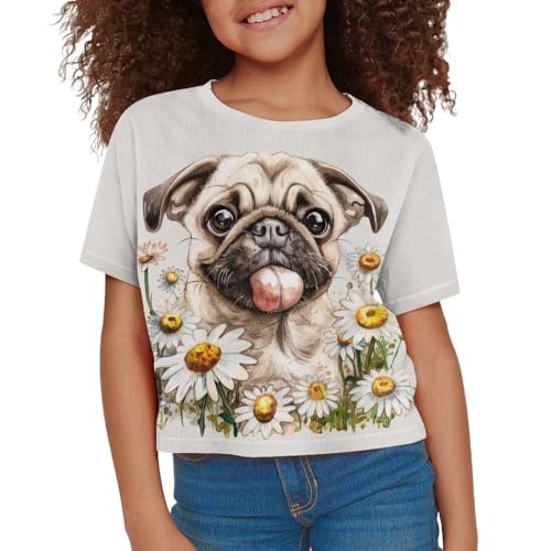 Image of Kids Crop Top Short Sleeve T-Shirts for Girls Size 5-14