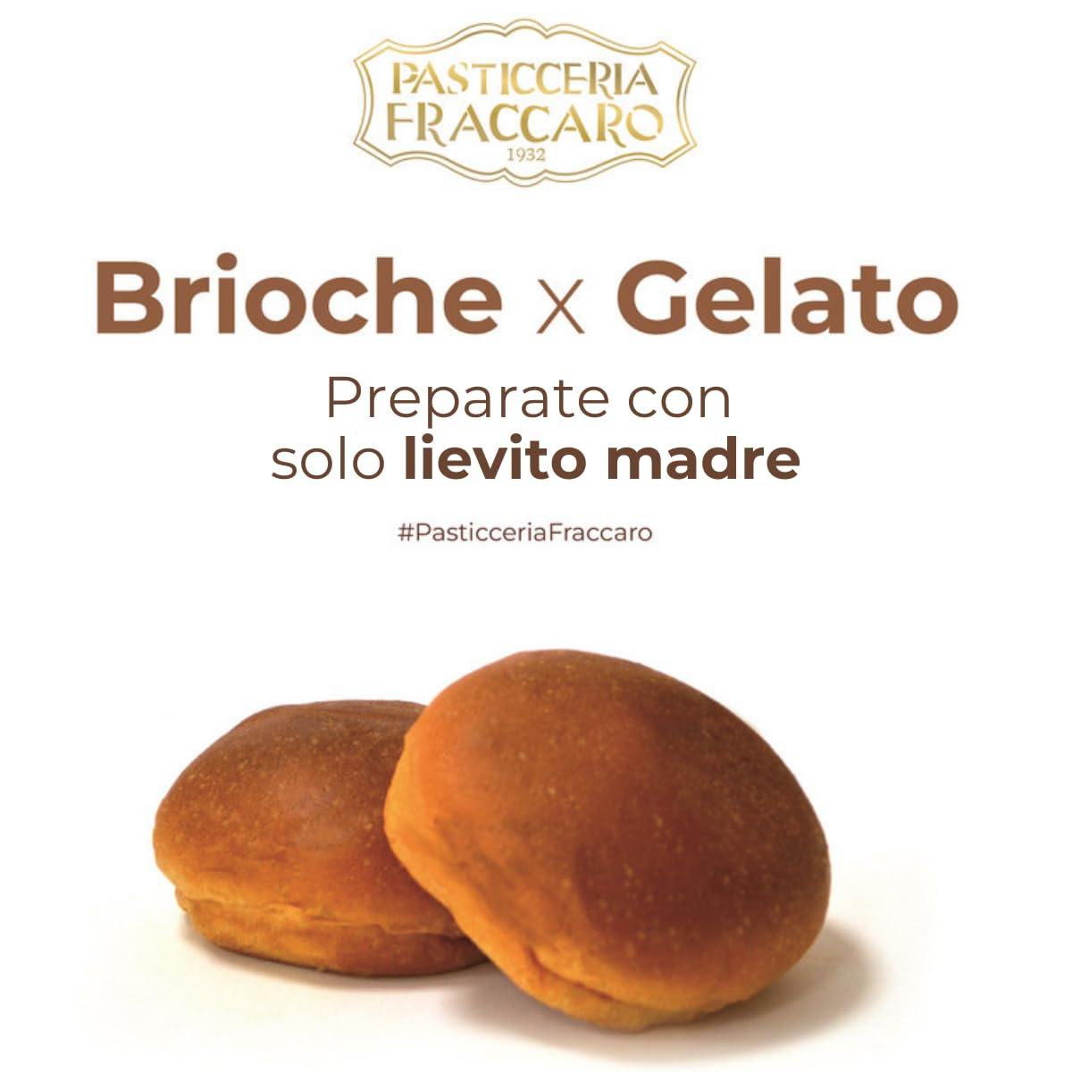 Pasticceria Fraccaro Brioche per Gelato (Confezione 35 pz) - Lievitate Naturalmente con Solo Lievito Madre, Ideali anche Farcite con Marmellate e Creme Dolci