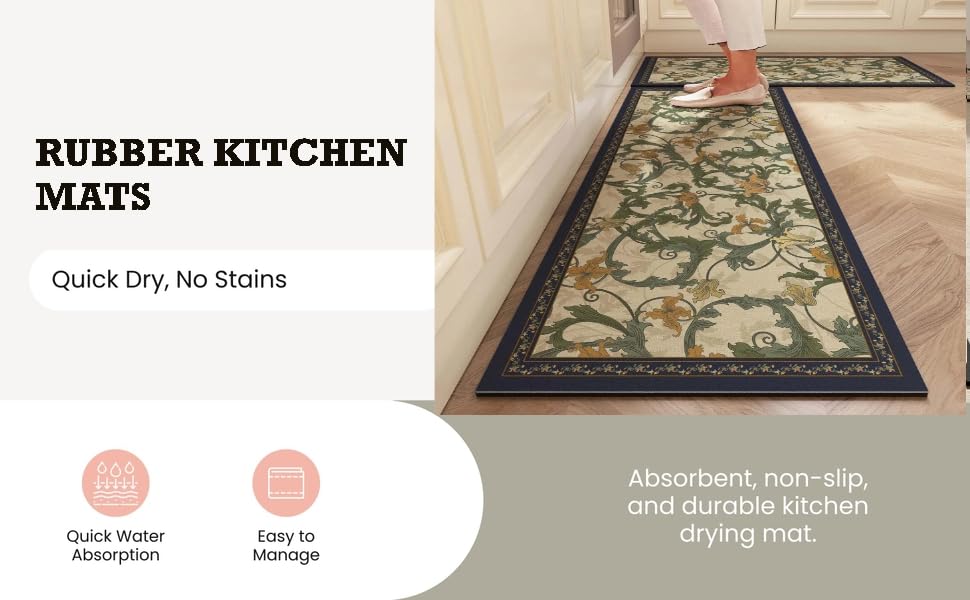 Image of Proxin Anti Fatigue Kitchen Rug Sets 2 Piece Non Slip Kitchen Mats for Floor Cushioned Kitchen Rugs & Mats Waterproof Comfort Standing Mat Runner for Kitchen,Home Office,Sink,Laundry