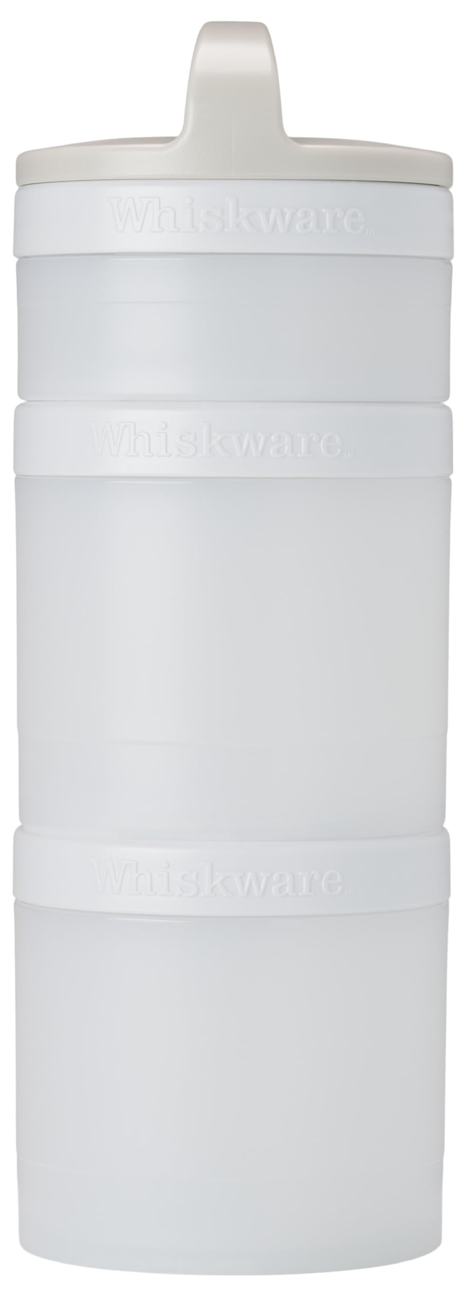 Whiskware Solid Snack Containers, 3 Stackable Snack Cups, Tan/White