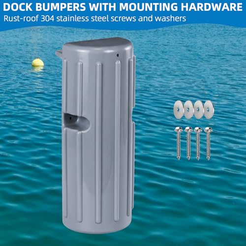 Image of Dock Fender Boat Dock Bumpers for Edge or Side,Marine Fender Bumper Guard,Vertical Protection,Soft Durable Construction,Includes Mounting Hardware,Gray