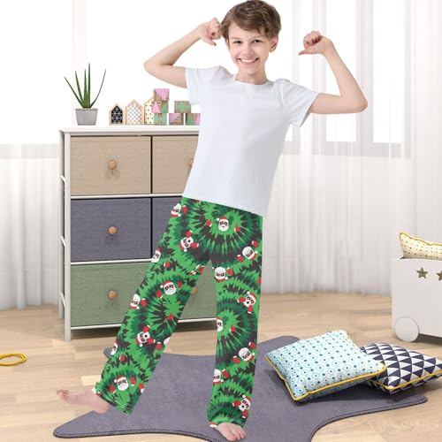 Boy's Pants Tie Dye Circle Funny Santa Face Jogger Pants Elastic Waist Long Bottoms Trousers with Pockets 6-14 Years4
