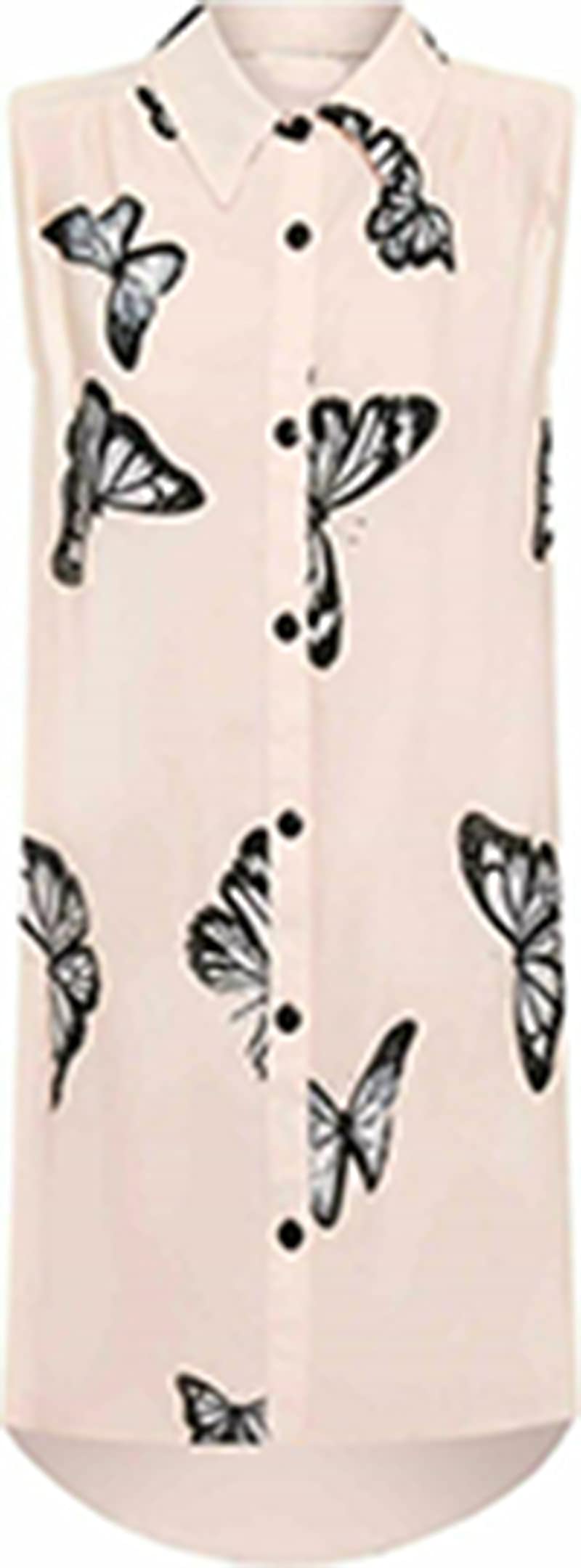 Purple Hanger Women's Nude Plus Size Chiffon Butterfly Design Sleeveless Uneven Hem Shirt Top (26-28, )