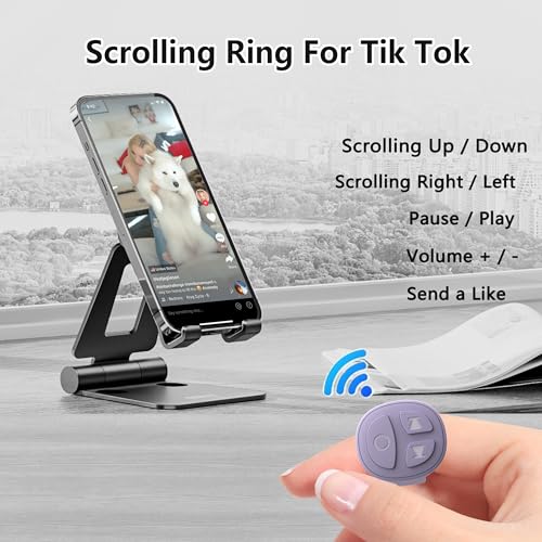 Image of TikTok Scrolling Ring, Bluetooth Camera Remote,Scrolling Ring Remote for TikTok iPhone Facebook YouTube Instagram Android Phone, Fingertip Wireless Scroller Page Turner(Dark Purple Single)