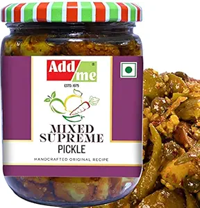 Add me Rajasthani Pickles Mix Achar Supreme Homemade 500 gm Aam Mango Chilli Lemon Carrot ker Ginger karonda lasoda Fruit Glass Pack