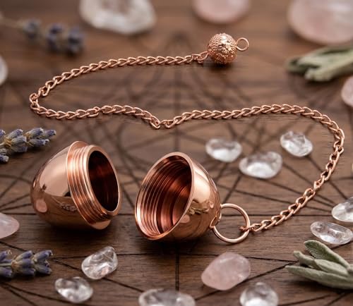 Image of Oval Openable Copper Pendulum for Reiki Healing, Dowsing & Chakra Balancing - Divination & Meditation Tool for Energy Cleansing