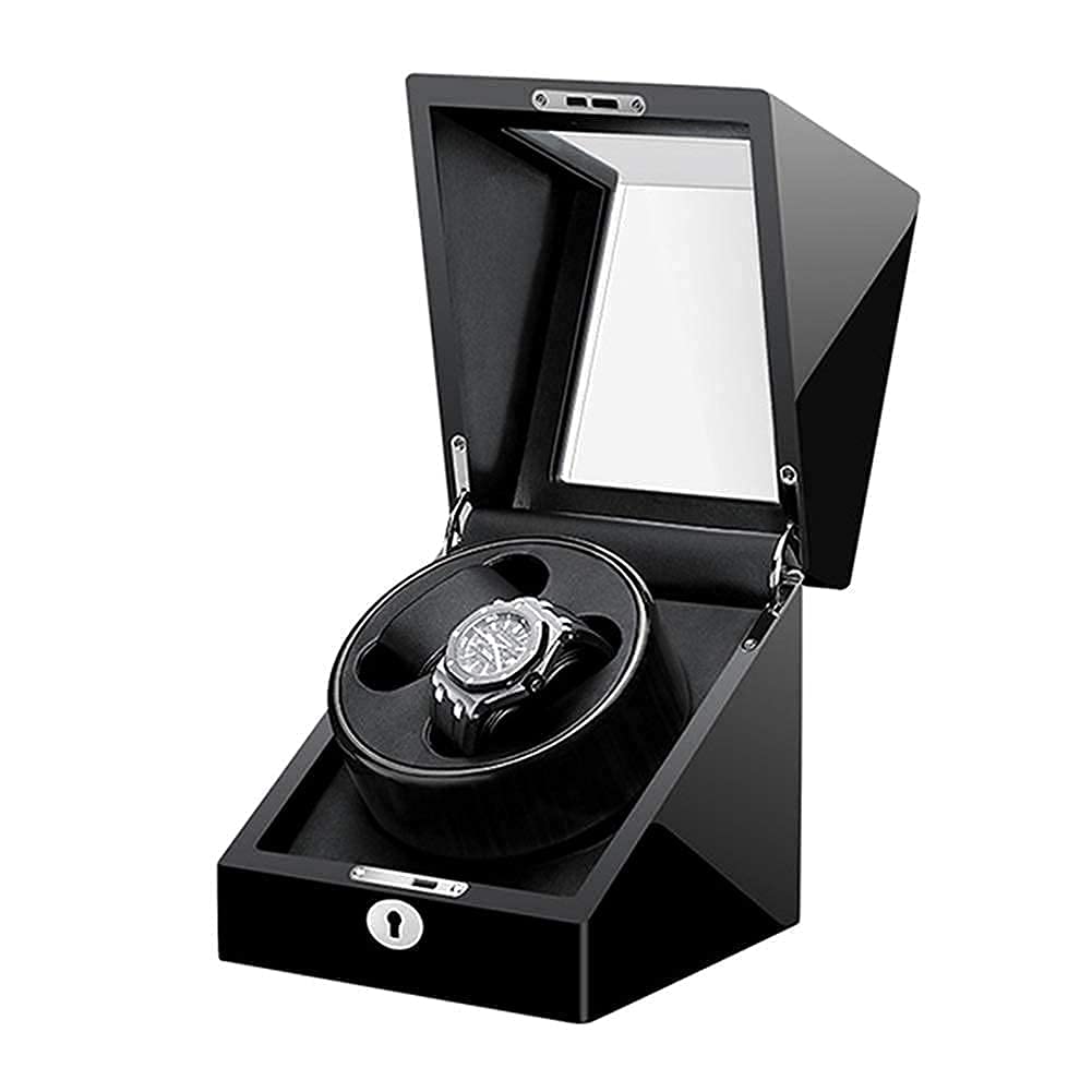 OLSKFUH Automatic Watch Winder Automatic Double Watch Winder Wooden Piano Paint Exterior Quiet Motor Dual Power Supply 4 Rotation Modes Watch Winder,A