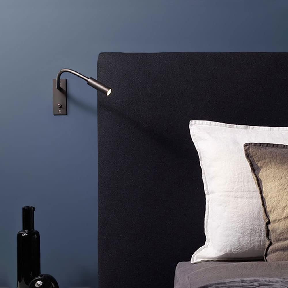 SXSCARKX LED Recessed Headboard Lamp Brushed - Hardwired Flexible Gooseneck Wall Spotlights with Switch, Adjustable Lights for Bedroom Bedside Study Room