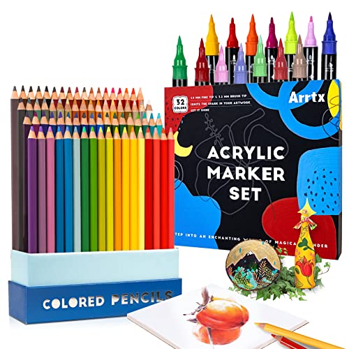 Arrtx Colored Pencils 72 Colors + Acrylic Paint Markers Set of 32 Colors for Drawing Sketching Shading and Coloring Books image 9