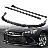 Q1-TECH, 9-Piece Front Bumper Lip & Side Skirt Extensions Diffuser Compatible with 2015 2016 2017 Toyota Camry, Front Bumper Lip Spoiler Air Chin Body Splitter ABS (Painted Black)