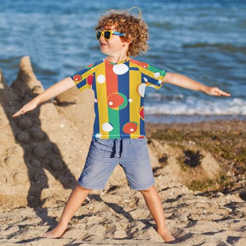 Boys Swing Shirts Tennis Bat Sport Stripe Rashguard Short Sleeve Kids T-Shirts Sun UPF 50+4