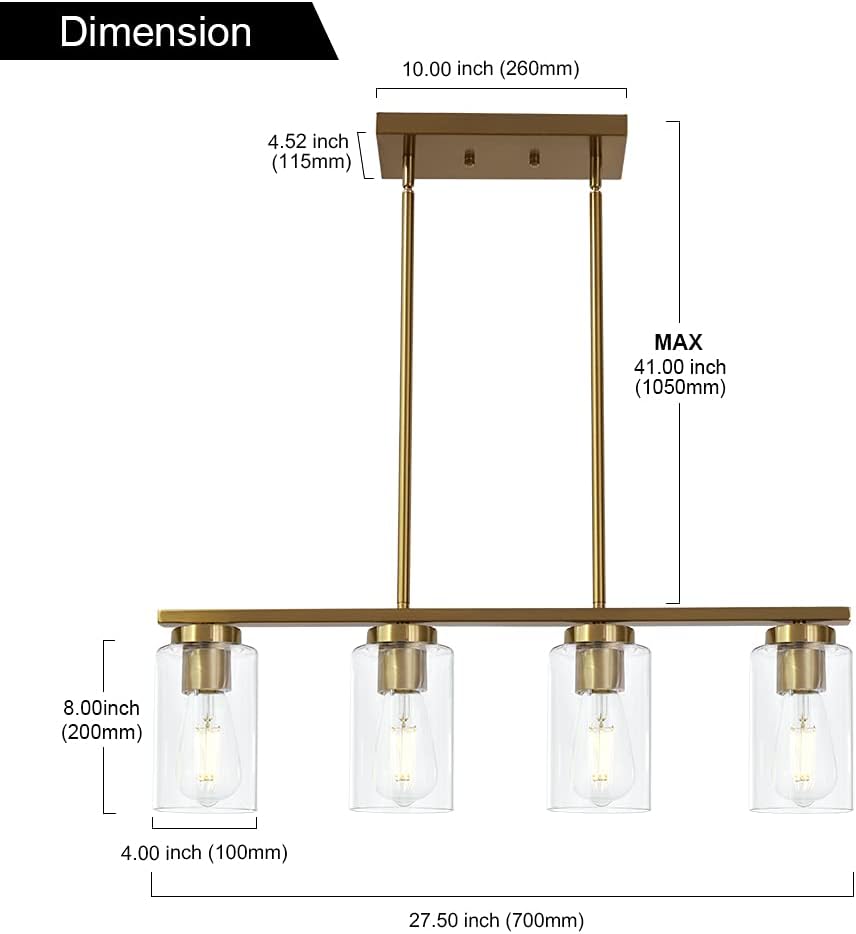 Blасk Frіdау - 70% оƒƒ TODOLUZ 4 Light Brushed Brass Modern Dining Room Chandelier Fixture Hanging Lighting with Cylinder Glass for Kitchen Bedroom Bеѕt Prоmо TODOLUZ 4 Light Brushed Brass Modern Dining Room Chandelier Fixture Hanging Lighting with Cylinder Glass for Kitchen Bedroom