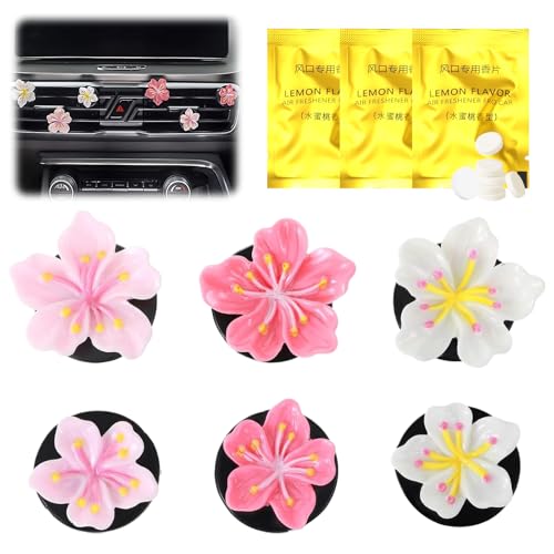 6 Stück Gänseblümchen Blume Auto Lufterfrischer Clip,Auto Deko für Lüftung Sschlitze, Frauen Auto Aromatherapie Ätherisches Öl Diffusor,Auto Deko Innenraum für Auto Wohnzimmer