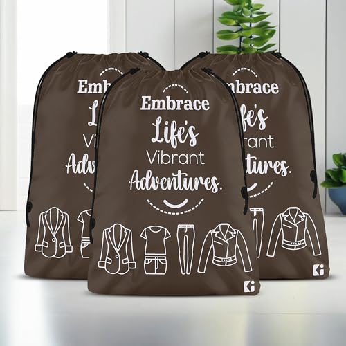Image of Kuber Industries Pack of 3 Cloth Storage Bag | Non-Woven Storage Organizer | Garments Cover for Laundry | Travel Storage Organizer for Clothing | Travel Cloth Carrying Bag | Medium | Brown