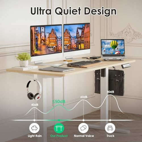 Image of STARY Electric Standing Desk Adjustable Height Sit Stand Home Office Desk with Splice Board