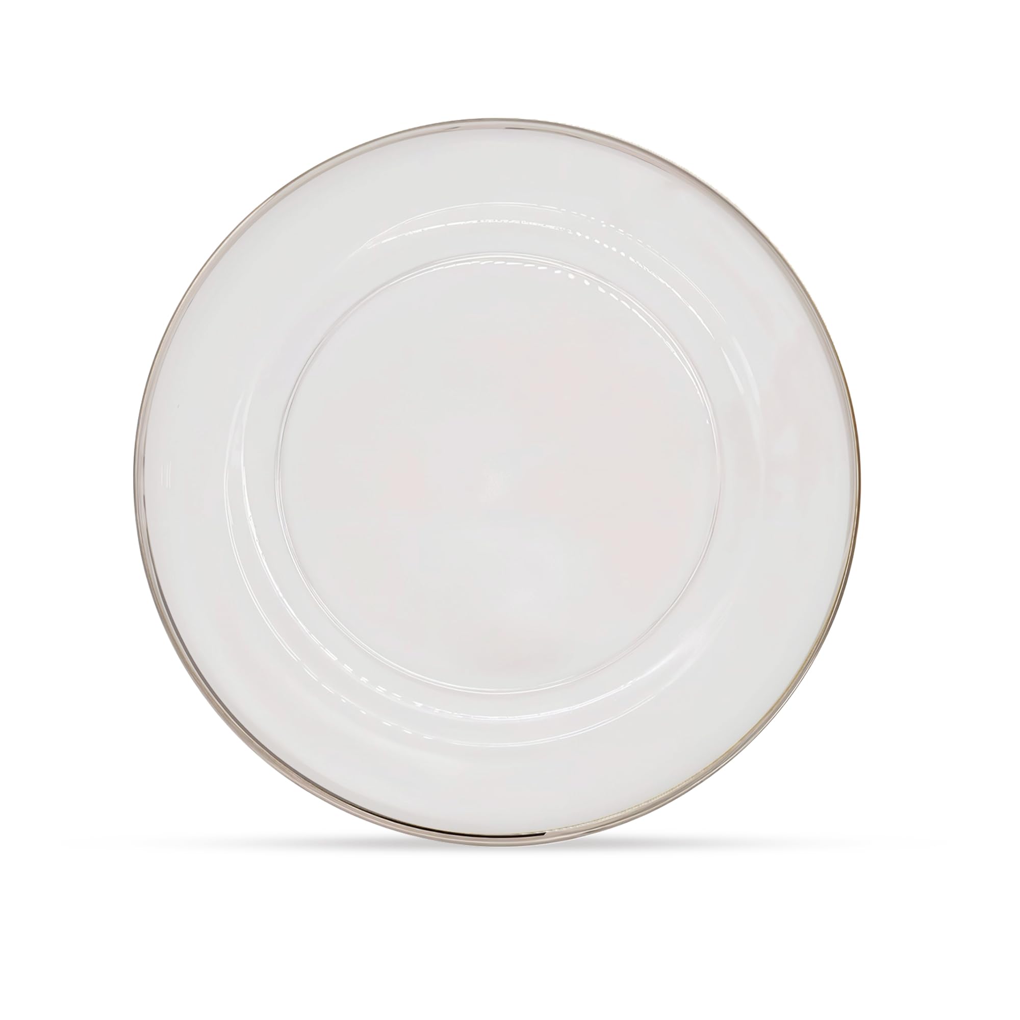 Trimming Shop 13-inch Clear Charger Plates with Silver Trim, Decorative Clear Charger Plates for Dining Table Décor At Events, Weddings, Banquets, Parties, Home & Dining, Pack of 1