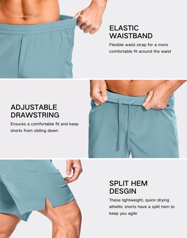 Image of GGJ Men's Lightweight Athletic Shorts with 2 Zipper Pockets 7 inch /9 inch /5 inch Gym Workout Running Quick Dry Tennis Shorts for Men