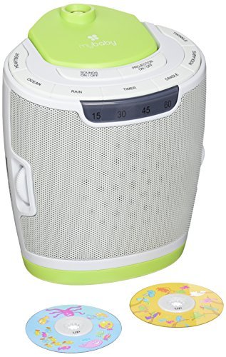 MyBaby, SoundSpa Lullaby Sound Machine & Projector | Choose From 6 Soothing Sounds & Nursery Lullabies | Rotating Picture Projector & 3 Image Disks | Convenient Disk Storage & Auto-Off Timer