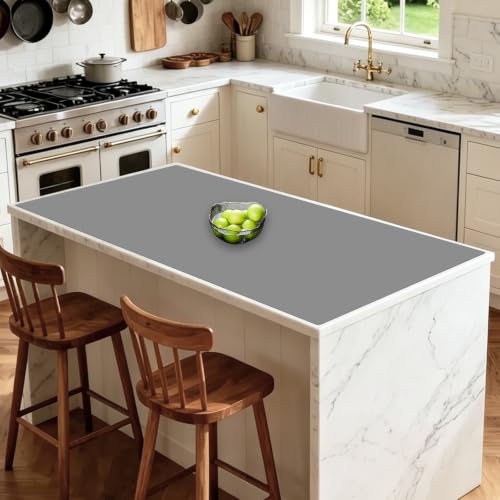 Image of Extra Large Silicone Mat for Kitchen Counter, 40''x32''(100cmx80cm) Non-Slip Heat Resistant Countertop Protector, Waterproof Durable Kitchen Mat for Countertops, Light Gray