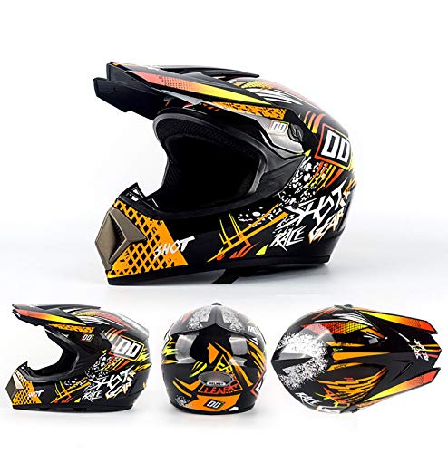 Men Women Full Face Motocross Helmet, With Goggles, Face Mask And Gloves Dot Approved Dirt Bike Off Road Motorcycle Helmet Mx Mtb Bmx Downhill Helmet,Black Orange 00,Xl #TOP1
