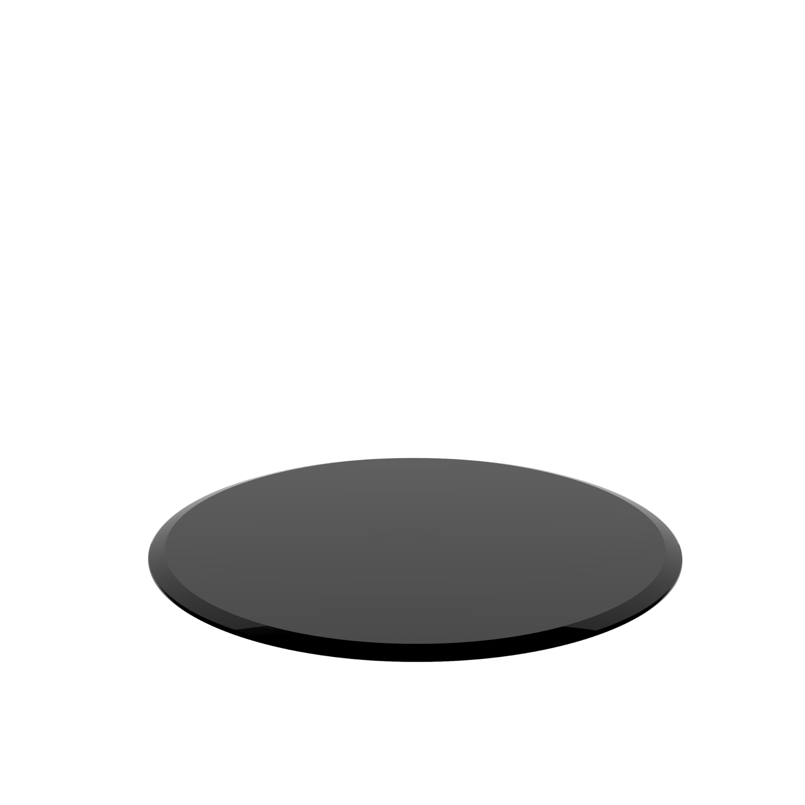 Tempered Glass Table Top, 24 Inch Round, 2/5 Inch Thick, Beveled Polished Edge, Black (24“)