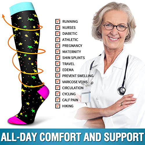 Copper Compression Socks Women & Men(6 Pairs) - Best for Running,Medical,Athletic Sports,Flight Travel, Pregnancy