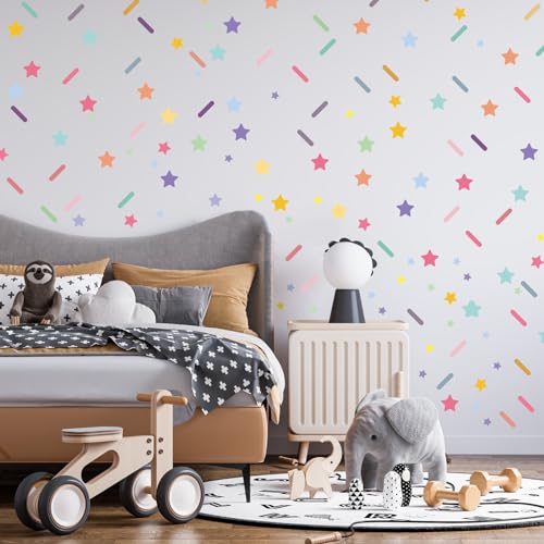 Stickers de pared estrellas y confeti coloridos, 150 y 300 piezas miniatura 5