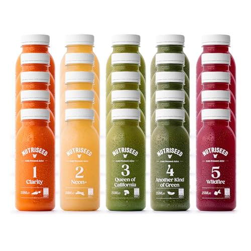 Nutriseed 5 Day Juice Cleanse (25 x 250ml) - Weight Management & Detox Cleanse Cold Pressed Juice, Healthy Diet, No Added Sugar or Preservatives, Vegan-Friendly, Dairy & Gluten-Free
