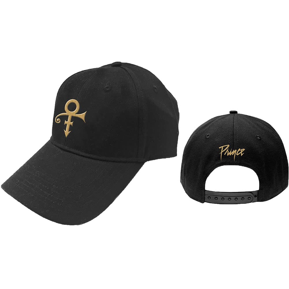 Prince Baseball Cap Gold Logo & Symbol Official Black & Purple Unisex Snap Back