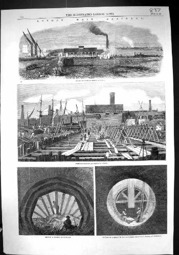 Copie Antique Principal de PEC 1861 de Deptford de Décharge de Crique d'Écorcement de Drainage de Londres…