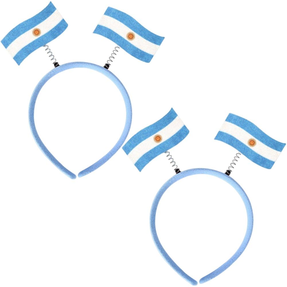 Luxylei 2pcs Argentina Flag Headband Soft Headband for Football Sports Events Carnivals Photo Props Patriotic Party Supplies