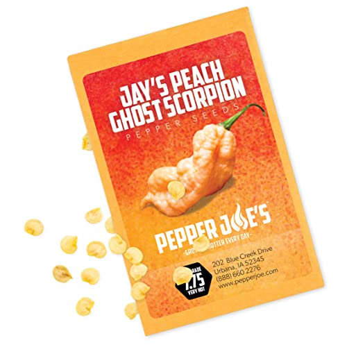 Pepper Joeâ€™s Jayâ€™s Peach Ghost Scorpion Pepper Seeds Â­Â­Â­Â­Â­â€“ Pack of 10+ Rare Superhot Chili Pepper Seeds â€“ USA Grown Â­â€“ Premium Non-GMO Pepper Seeds for Planting in Your Garden