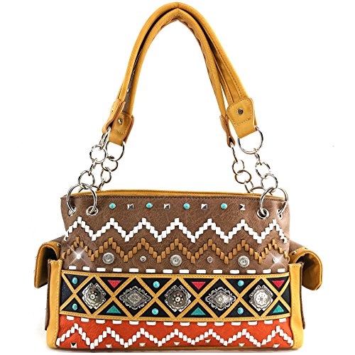 Justin West Native Chevron Color Concho Concealed Carry Handbag Purse