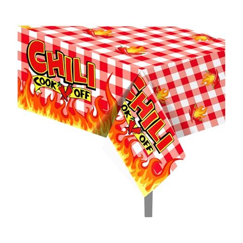 2 Pcs Chili Cook Off Party Plastic Tablecloths Chili Cook