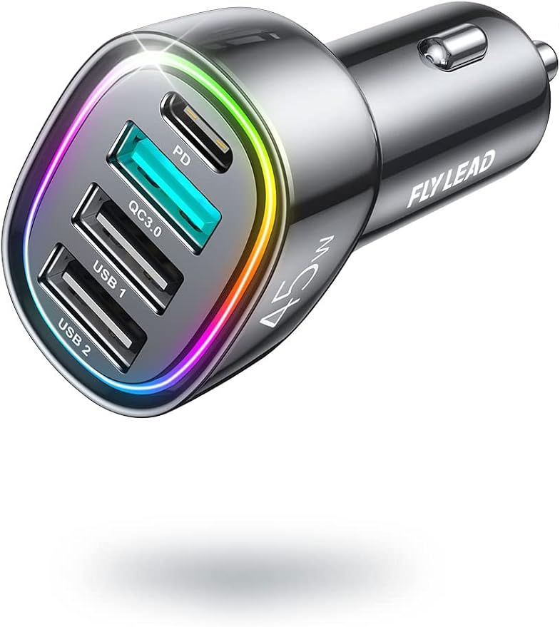 USB C Car Charger, 45W 4 Ports Super Fast Car Charger