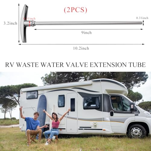 Image of povtii 2 PCS RV Waste Valve Extension Tube, Sewer Waste Valve Extension Rod Handle Set, Aluminum Extension Waste Water Tube Replacement Kit Keystone RV Parts, Car Accessories