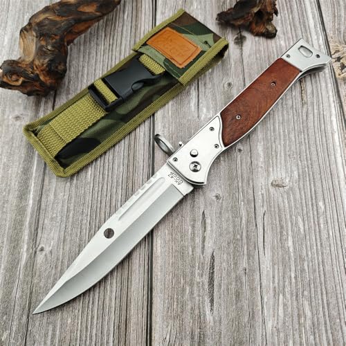 TrailTough 13 AK 47 CCCP Pocket Knife with Slide Safety LockPortable Utility Folding Knives440C Steel Blade and Wooden HandleGifts for MenEDC Tool for CampingFishingHiking (Large)