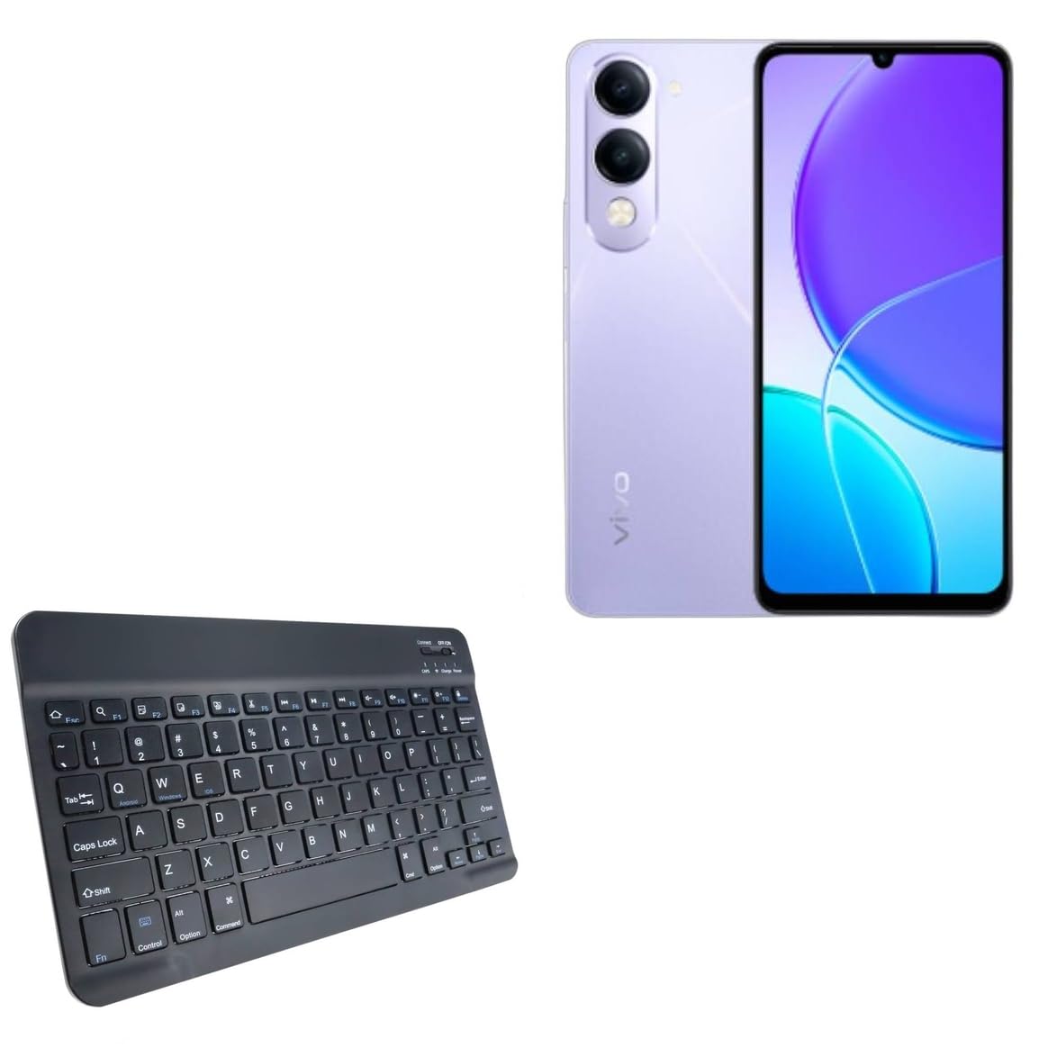 BoxWave Keyboard Compatible with vivo Y04 - SlimKeys Bluetooth Keyboard, Portable Thin with Chiclet-Style Keys - Jet Black