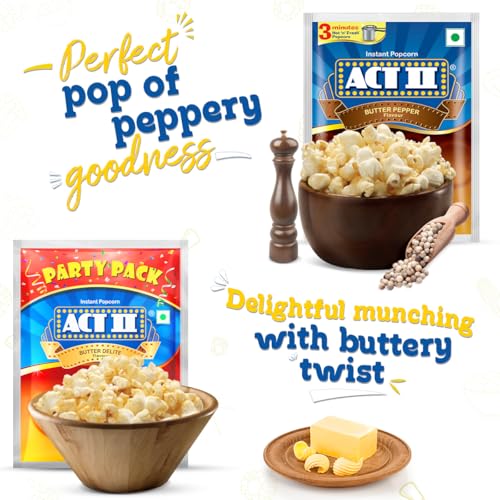 Image of Act II Instant Popcorn Party Pack, Butter Delite, 3x150g (Buy 2 Get 1 Free)