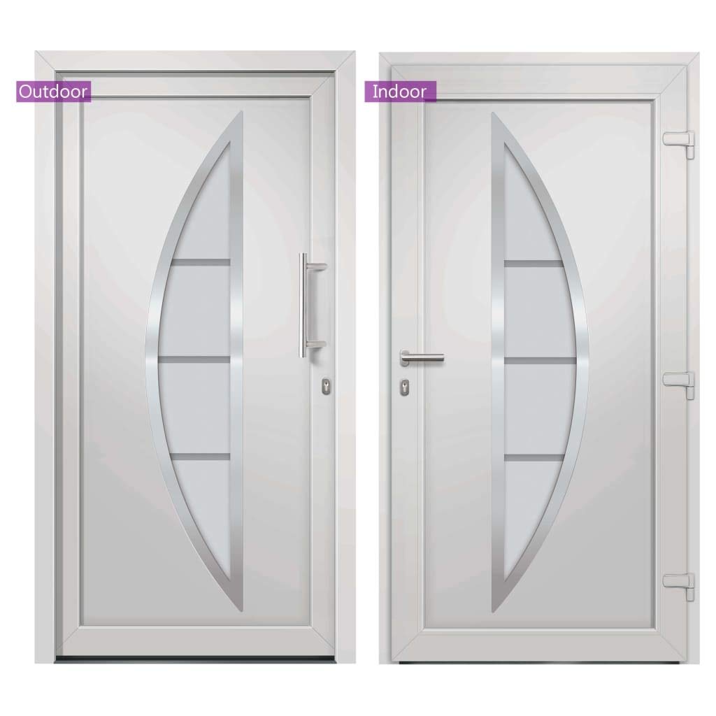 vidaXL Porta di Ingresso con Accessori Sicurezza Eleganza Entrata Casa Edifici Soglia Alluminio Rinforzi e Anima in Acciaio Bianca 108x200 cm