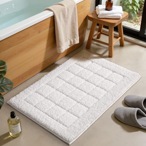 LUMI Modern Bathroom Rug, Washable Soft Absorbent Non Slip Bath