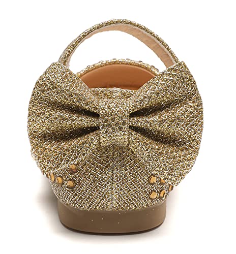 kkdom Girl's Dress Shoes Mary Jane Ballet Flats Bow Flower Girl Wedding Party Ballerina Flat Shoes Toddler/Little Kid/Big Kid4