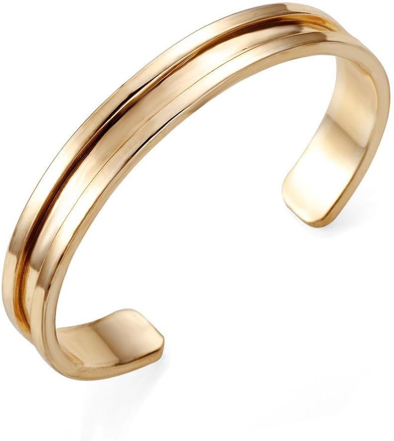 Stainless Steel Cuff Bangle Hair Tie Bracelet for Women Band Elegant (Gold)