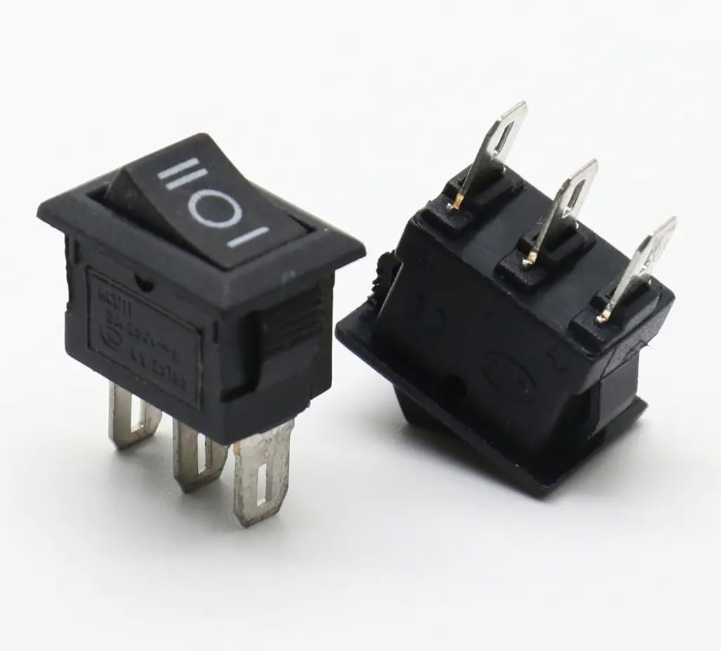 Mini-Wippschalter 19x7mm, 2pin 250VAC 6A, 12V 20A, ON-OFF schwarz, unbeleuchtet